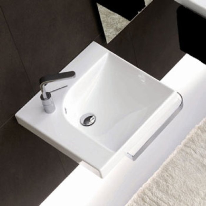 Керамическая раковина 50 см Hatria Grandangolo, белый (YxFA01) Керамическая раковина 50 см Hatria Grandangolo, белый (YxFA01)