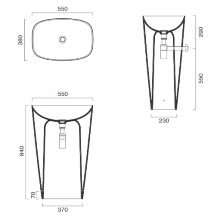 Напольная керамическая раковина 55 см Catalano Green Lux, bianco lucido
