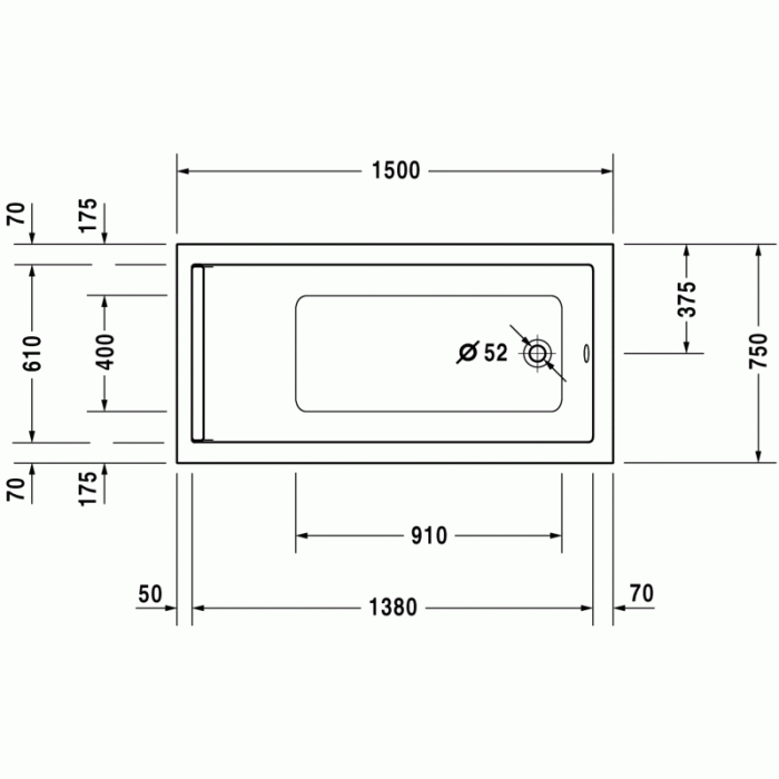 Starck ванна прямоугольная 150 см 700332000000000 в интернет-магазине «Estet Room»