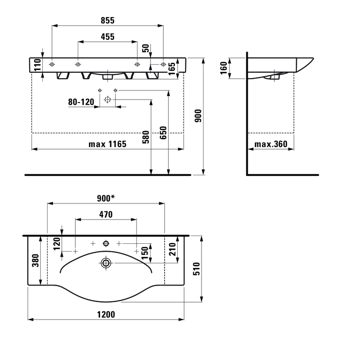 Умывальник мебельный Laufen Palace 120 см H8117040001041