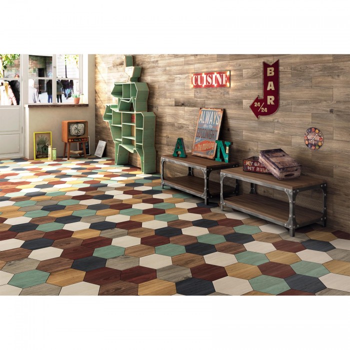 Керамогранит BESTILE ATLAS HExA MARRON 10×290×258 под дерево