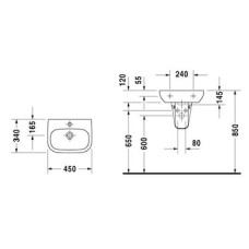 Плитка керамогранит Керамическая раковина 45 см Duravit D-Code 0705450000 для пола