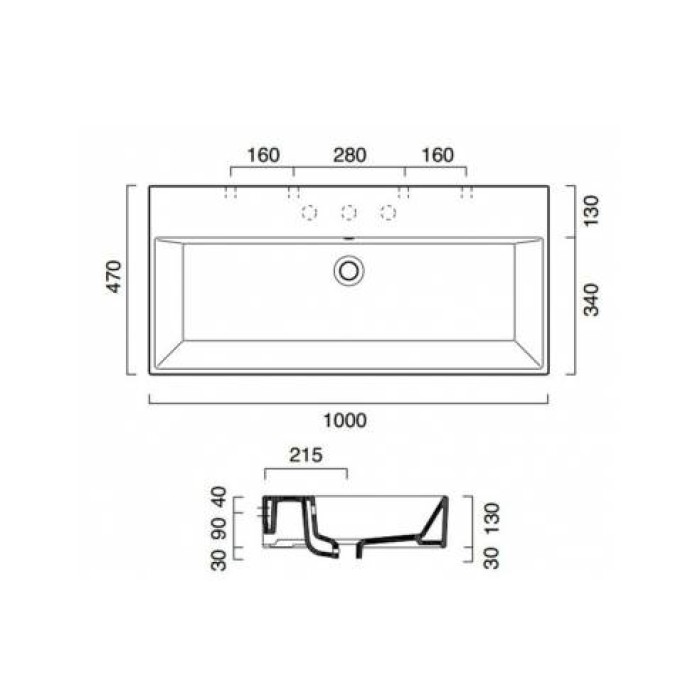 Керамическая раковина 100 см Catalano Premium