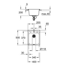 Мойдка для кухни Grohe 400х500 мм, Granite Black (31650AP0)