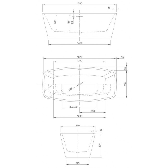 Ванна акриловая Knief Cube 170*80 см (0100-284)