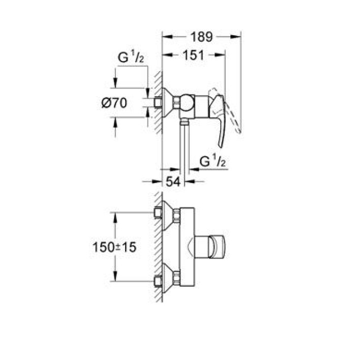 Grohe Eurostyle Смеситель однорычажный для душа (33590001) Grohe Eurostyle Смеситель однорычажный для душа (33590001)