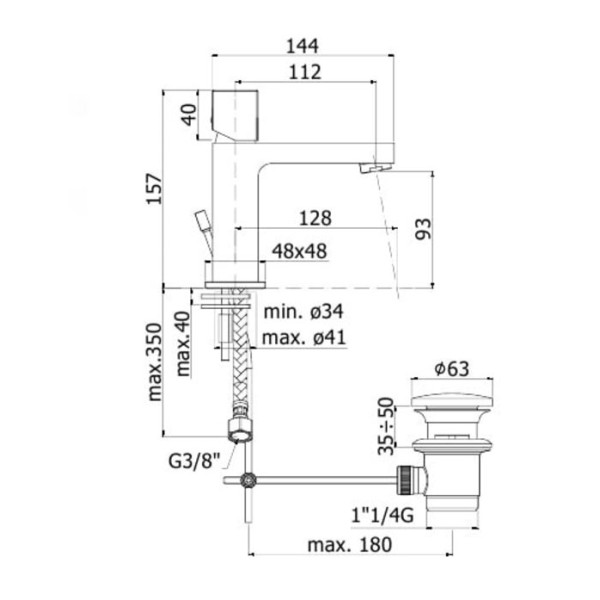 Смеситель для раковины Paffoni Elle Cubo (ELX075CR)