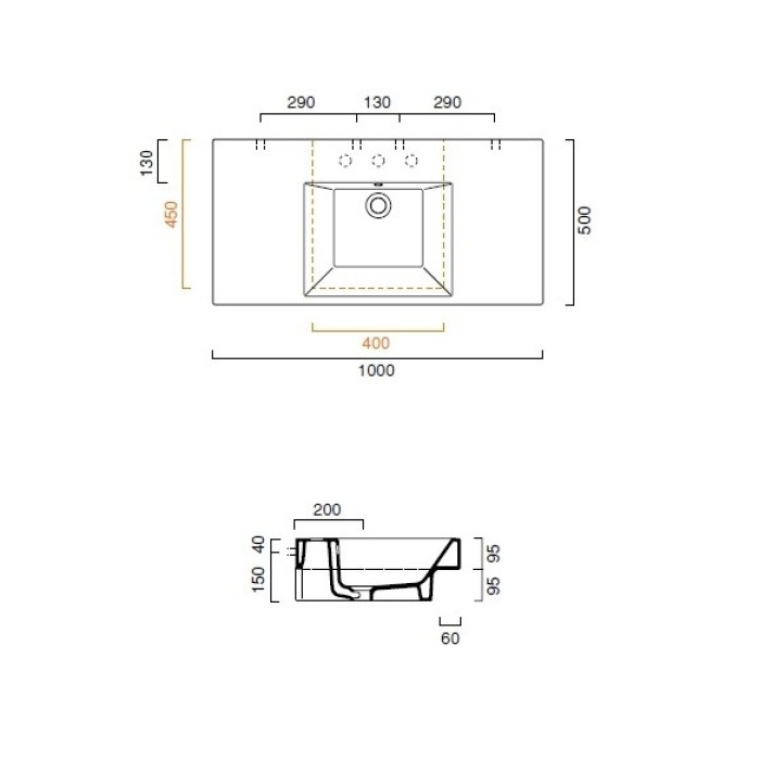 Керамическая раковина 100 см Catalano Zero