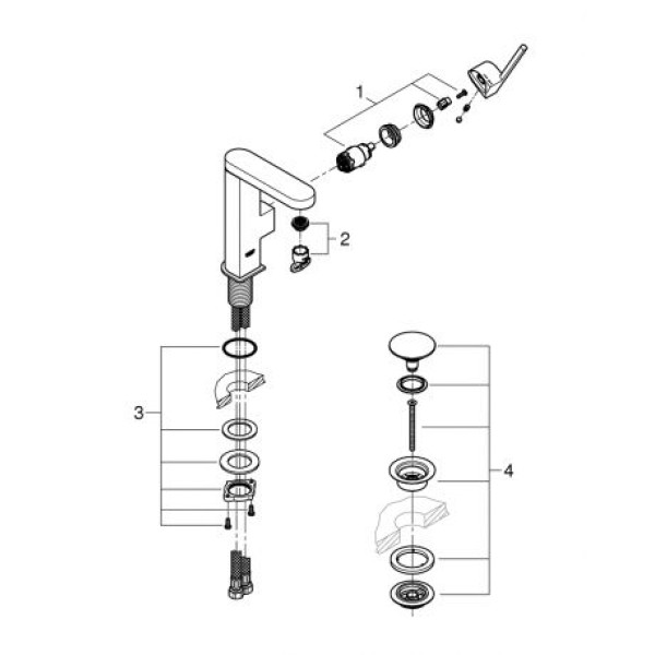 Grohe Plus Смеситель однорычажный для раковины М-Size + нажимной донный клапан (23872003)