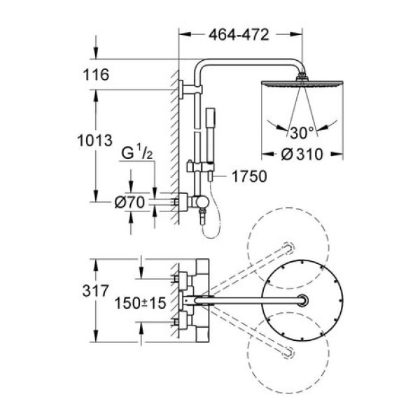Душевая система Grohe Rainshower System 310 27966000