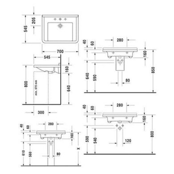 Плитка керамогранит Керамическая раковина 70 см Duravit Starck 3 0309700000 для пола