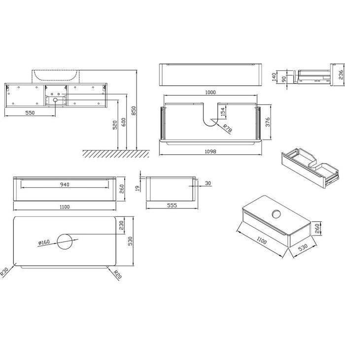Тумба под умывальник Ravak SD Freedom 1100 Белый