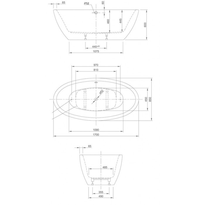 Ванна акриловая Knief Loom XS 170x85 см (0100-058)