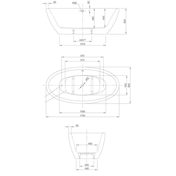 Ванна акриловая Knief Loom XS 170x85 см (0100-058)