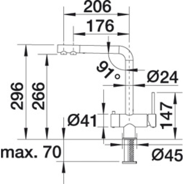 Смеситель кухонный Blanco FONTAS II SILGRANIT алюметаллик 523131 Смеситель кухонный Blanco FONTAS II SILGRANIT алюметаллик 523131