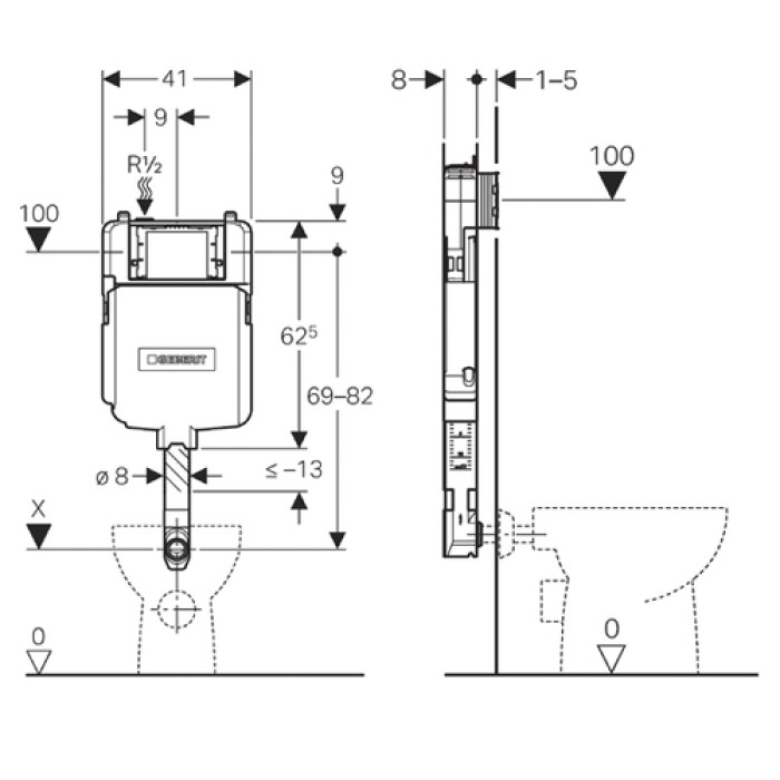 Скрытый смывной бачок GEBERIT Sigma 109.791.00.1