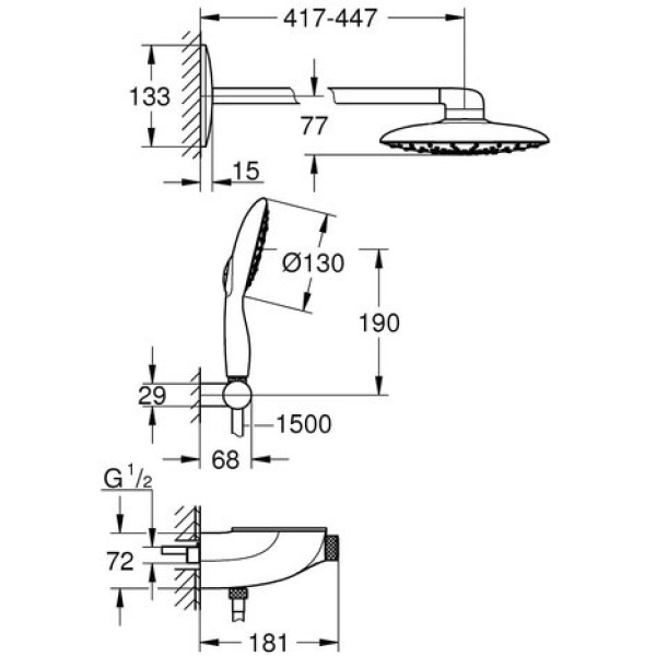 Душевая система Grohe Rainshower SmartControl 360 MONO 26446000