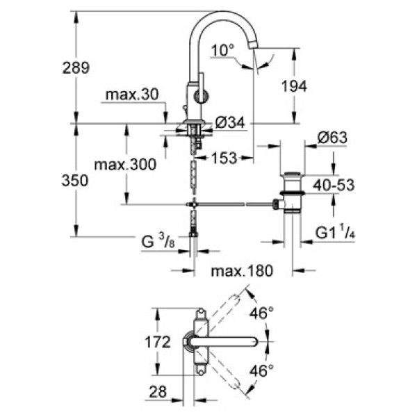 Grohe Atrio Смеситель для раковины на одно отверстие L-Size (21022000)