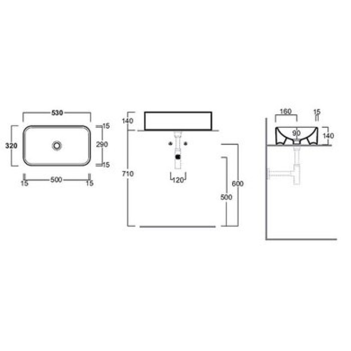 Керамическая раковина 53 см Simas Flow FL 12