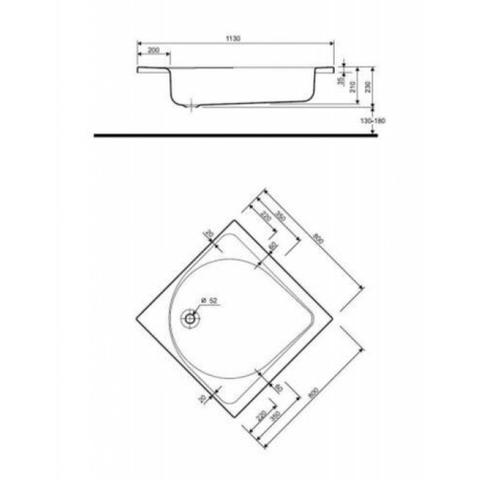 Душевой поддон KOLO DEEP 80x80 xBK0380000