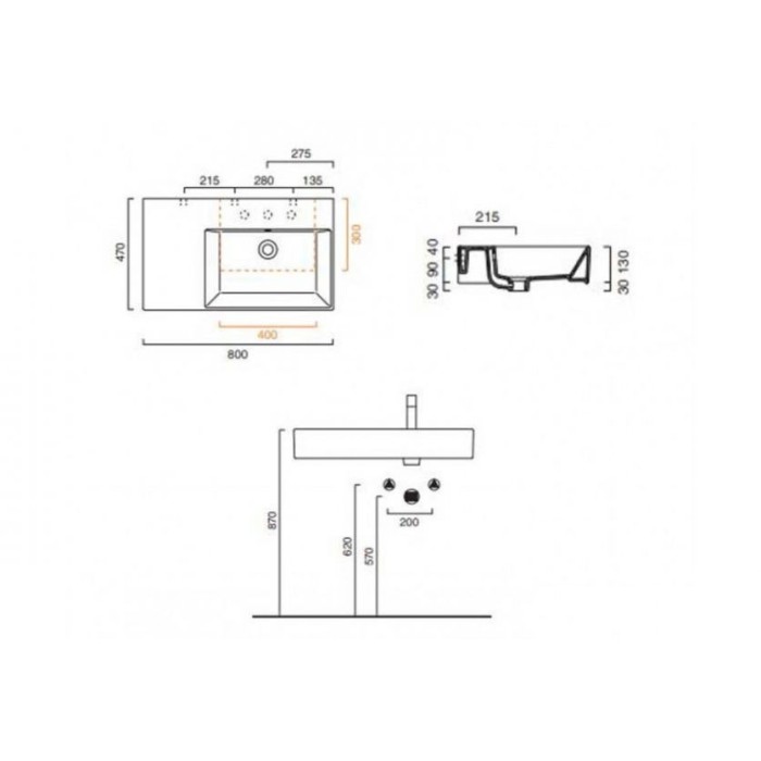 Керамическая раковина 80 см Catalano Premium