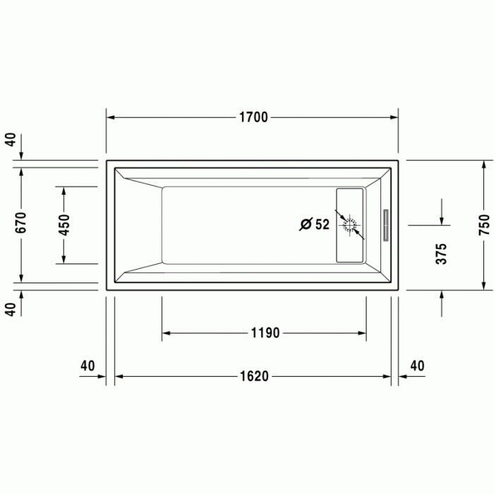 2nd floor ванна прямоугольная 170 см 700075000000000 в интернет-магазине «Estet Room»