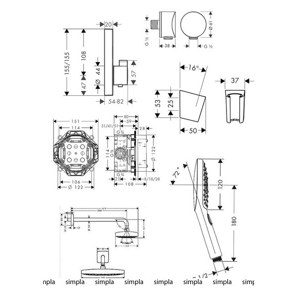 Плитка керамогранит Душевая система Hansgrohe Raindance Select E 27296000 для пола