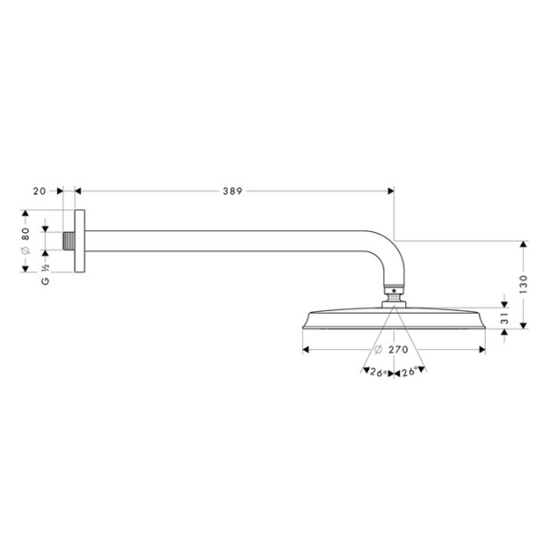 Верхний душ Hansgrohe Raindance Classic 240 Air 1jet 27424090