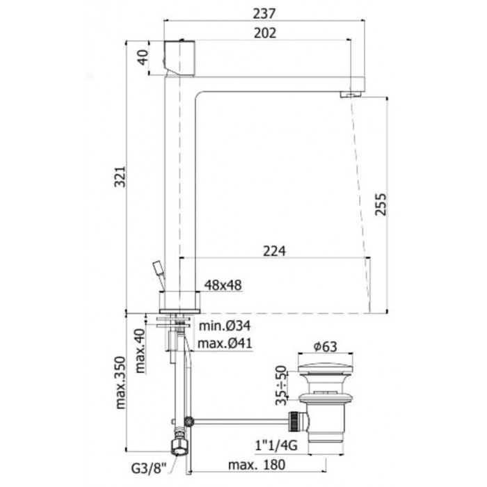 Смеситель для раковины Paffoni Elle Cubo (ELX085CR)