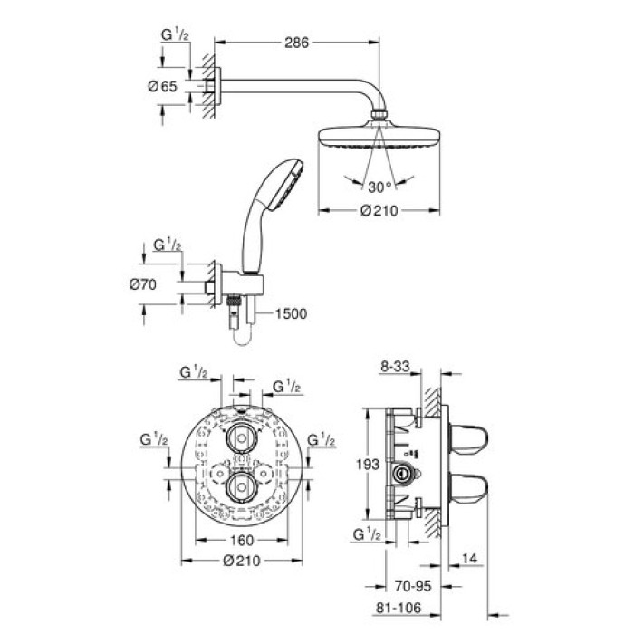 Душевая система Grohe Grohtherm 1000 (34614001)