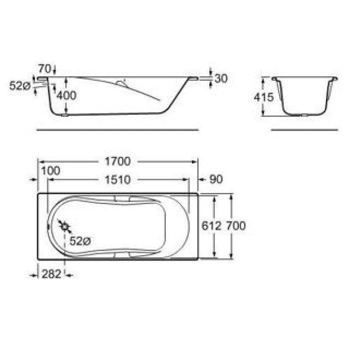 Ванна акриловая 170*70см ROCA GENOVA A248363000 с ножками Ванна акриловая 170*70см ROCA GENOVA A248363000 с ножками