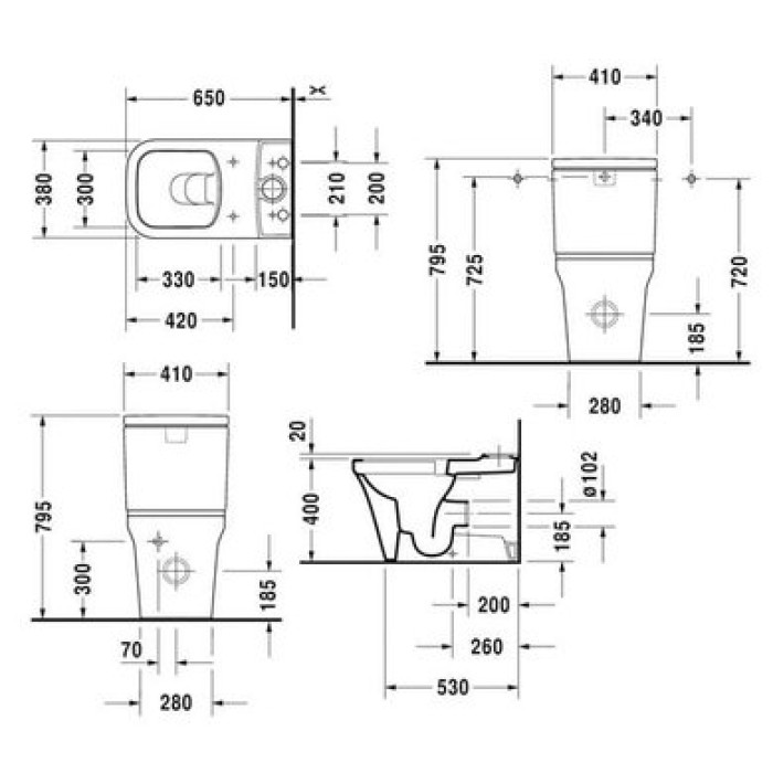 Плитка керамогранит Унитаз Duravit Rimless P3 Comforts 2167090000 для пола