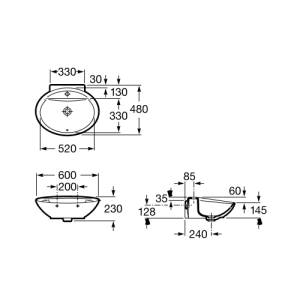 Раковина накладная на столешницу Roca Fontana A327877000