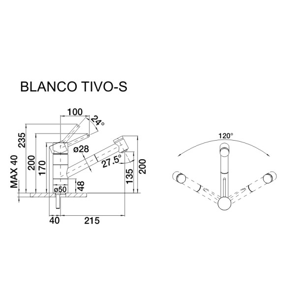 Смеситель кухонный Blanco TIVO - S SILGRANIT хром / жасмин 517614