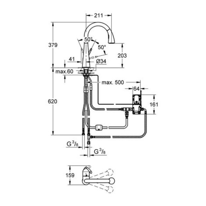Сенсорный смеситель для кухни Grohe Zedra Touch 30219000