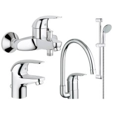 Набор смесителей для ванны и кухни Grohe Euroeco 123242K 4 в 1