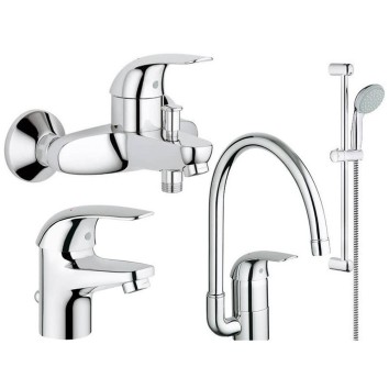 Набор смесителей для ванны и кухни Grohe Euroeco 123242K 4 в 1