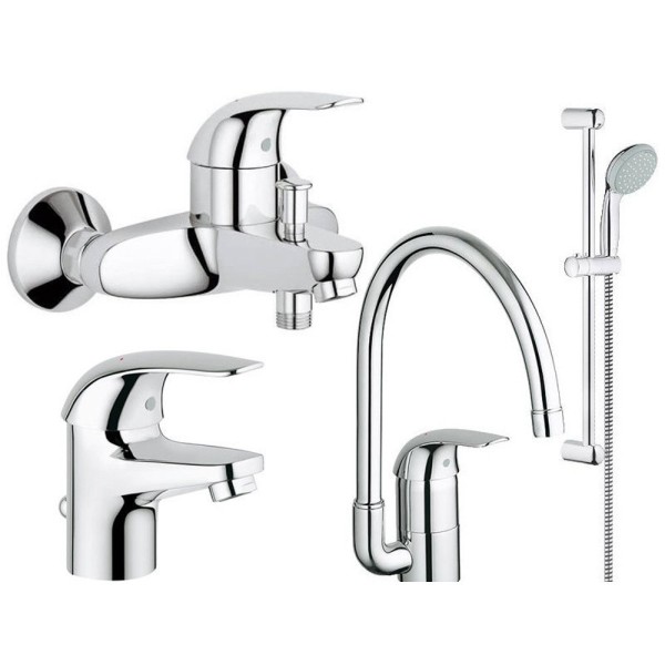 Набор смесителей для ванны и кухни Grohe Euroeco 123242K 4 в 1