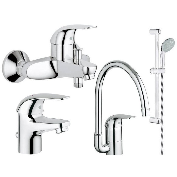 Набор смесителей для ванны и кухни Grohe Euroeco 123242K 4 в 1