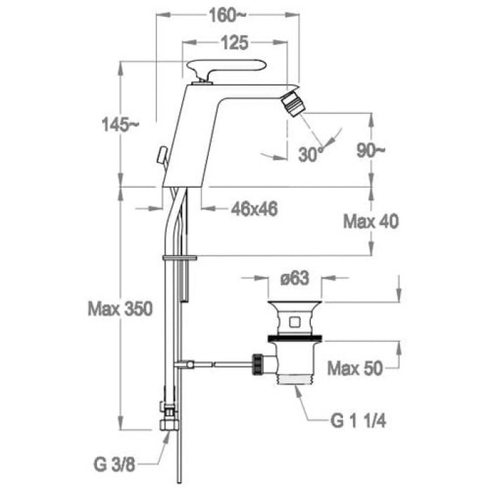 Смеситель для биде Fir Dynamica 88 (88.2526.5.10.00)