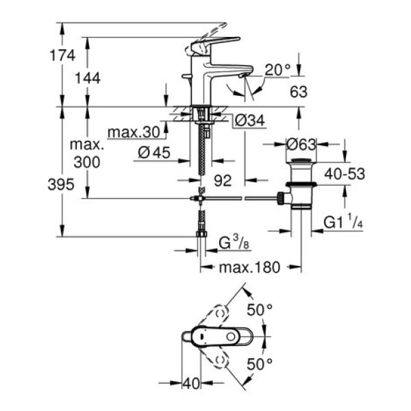 Смеситель для раковины Grohe Europlus xS-Size 33156002