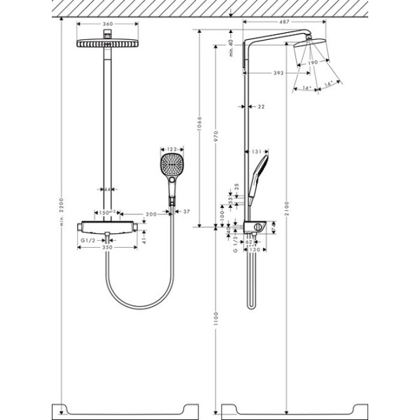 Душевая система Hansgrohe Raindance Select E 360 Showerpipe (27112000)
