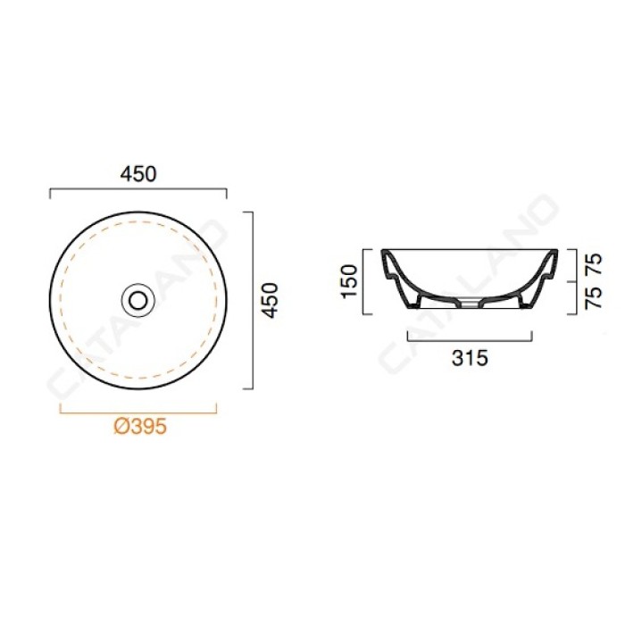 Керамическая раковина 45 см Catalano Sfera