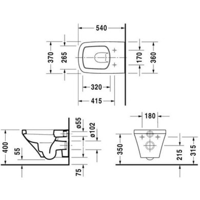 Плитка керамогранит Подвесной унитаз Duravit DuraStyle 2540090000 для пола