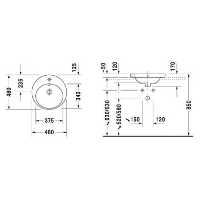 Плитка керамогранит Керамическая раковина 48 см Duravit Starck 2 2327480000 для пола