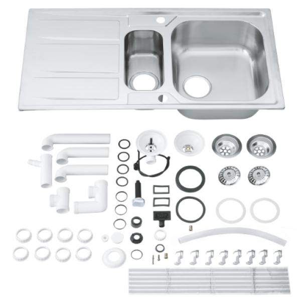 Мойдка для кухни Grohe 970x500 мм с эксцентриком, 2 чаши, матовая (31567SD0)