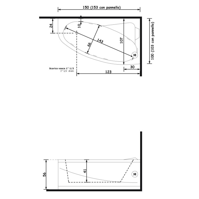 Gruppo Treesse Syria Ванна угловая в современном стиле 153x103xh63 см Gruppo Treesse Syria Ванна угловая в современном стиле 153x103xh63 см