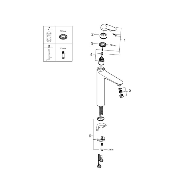 Grohe Eurostyle Смеситель однорычажный для раковины XL-Size (23719LS3)