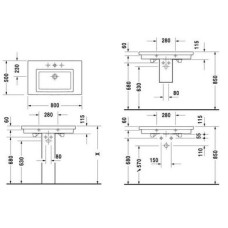 Плитка керамогранит Керамическая раковина шлифованная 80 см Duravit 2nd floor 0491800027 для пола