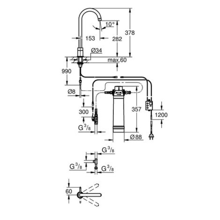 Смеситель со стартовым комплектом GROHE Blue Mono Pure 31301001 Смеситель со стартовым комплектом GROHE Blue Mono Pure 31301001